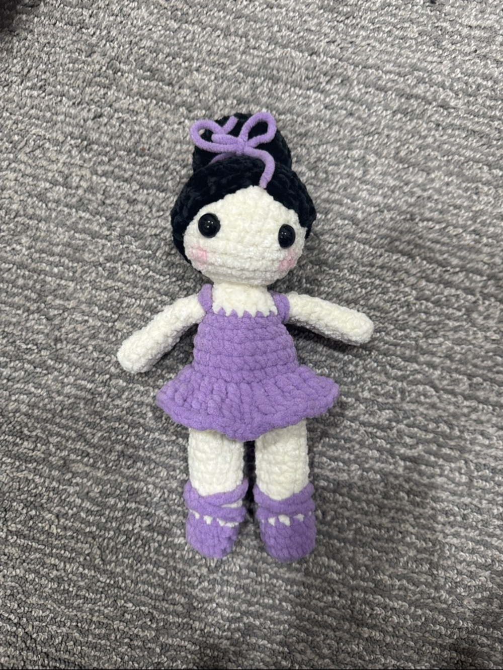 Plush Purple Ballerina Crochet Doll - Soft Handmade Kids Toy